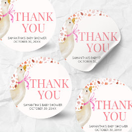Pink Little Silly Goose Baby Shower Ronde Sticker