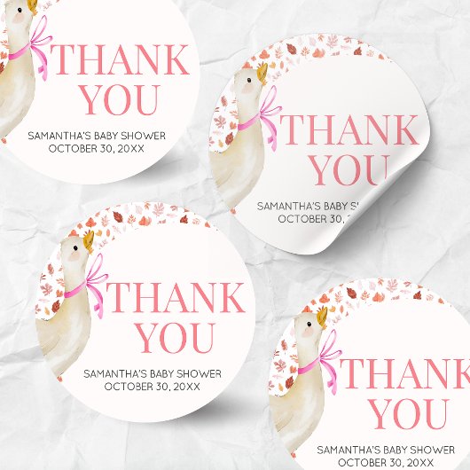 Pink Little Silly Goose Baby Shower Ronde Sticker