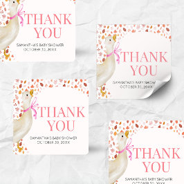 Pink Little Silly Goose Baby Shower Vierkante Sticker