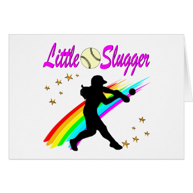 PINK LITTLE SLUGGER SOFTBALL GIRL DESIGN (Voorkant Horizontaal)