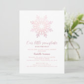 Pink Little Snowflake Baby shower Uitnodigen Kaart (Staand voorkant)