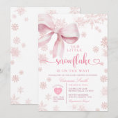 Pink Little Snowflake Baby Shower Winter Party Kaart (Voorkant / Achterkant)