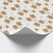 Pink little tiger gold start cadeaupapier (Hoek)