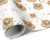 Pink little tiger gold start cadeaupapier (Rol Hoek)