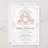 Pink Little Turkey Baby Shower Invite Kaart (Voorkant)
