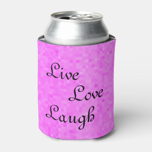 Pink Live Love Lach Stubby Holder, Blikjeskoeler (Blikje Voorkant)