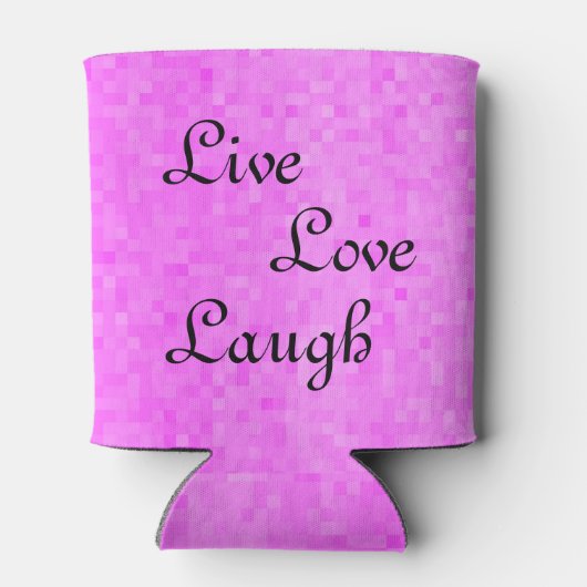 Pink Live Love Lach Stubby Holder, Blikjeskoeler (Achterkant)