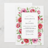 Pink Lively Botanical Spring Wedding Kaart (Voorkant / Achterkant)