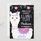 Pink Llama Fun Llama Verjaardag Uitnodigingen (Voorkant)