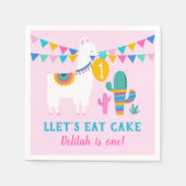 Pink Llama Laten we Eet Taart Verjaardag Meisje Pa Servet (Voorkant)