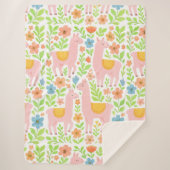 Pink Llamas & Flowers Sherpa Blanket - Customiz Sherpa Deken (Voorkant)