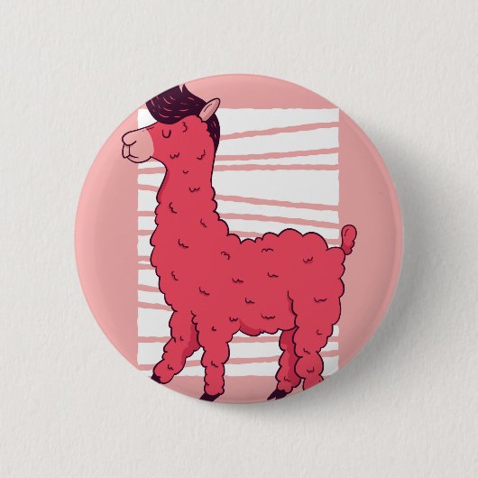 Pink Lllama Ronde Button 5,7 Cm (Voorkant)