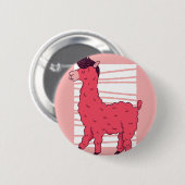 Pink Lllama Ronde Button 5,7 Cm (Voorkant /achterkant)