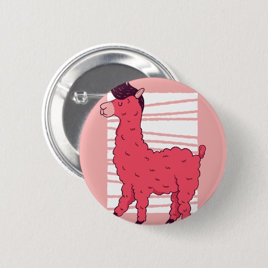 Pink Lllama Ronde Button 5,7 Cm (Voorkant /achterkant)