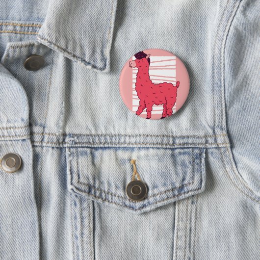 Pink Lllama Ronde Button 5,7 Cm (In situ)