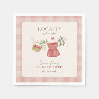 Pink Locally Grown Farmer's Market Baby Shower Servet