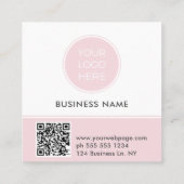 Pink Logo QR Code Photo Square Business Card Vierkante Visitekaartje (Achterkant)