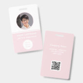 Pink Logo QR Employee ID Badge (Voor- en achterkant)
