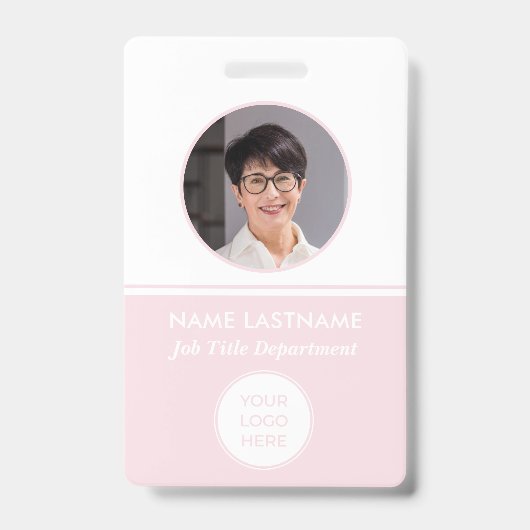 Pink Logo QR Employee ID Badge (Voorzijde)
