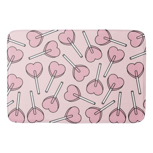 Pink Lollipops, Heart Lollipops, Lollipop Pattern Badmat (Voorkant)