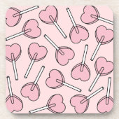 Pink Lollipops, Heart Lollipops, Lollipop Pattern Bier Onderzetter (Voorkant)