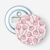 Pink Lollipops, Heart Lollipops, Lollipop Pattern Button Flesopener (Voorkant)