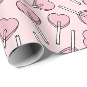 Pink Lollipops, Heart Lollipops, Lollipop Pattern Cadeaupapier (Rol Hoek)