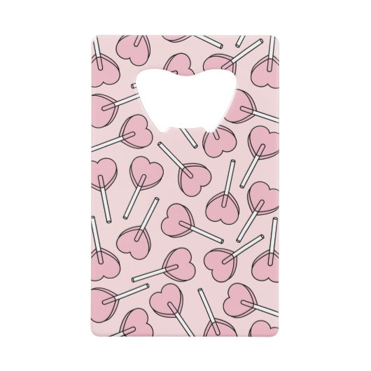 Pink Lollipops, Heart Lollipops, Lollipop Pattern Creditkaart Flessenopener (Voorkant)