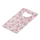 Pink Lollipops, Heart Lollipops, Lollipop Pattern Creditkaart Flessenopener (Voorkant Gekanteld)