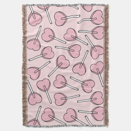 Pink Lollipops, Heart Lollipops, Lollipop Pattern Deken (Voorkant Verticaal)