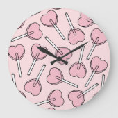 Pink Lollipops, Heart Lollipops, Lollipop Pattern Grote Klok (Voorkant)