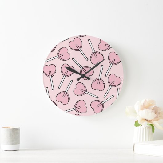 Pink Lollipops, Heart Lollipops, Lollipop Pattern Grote Klok (Huis)