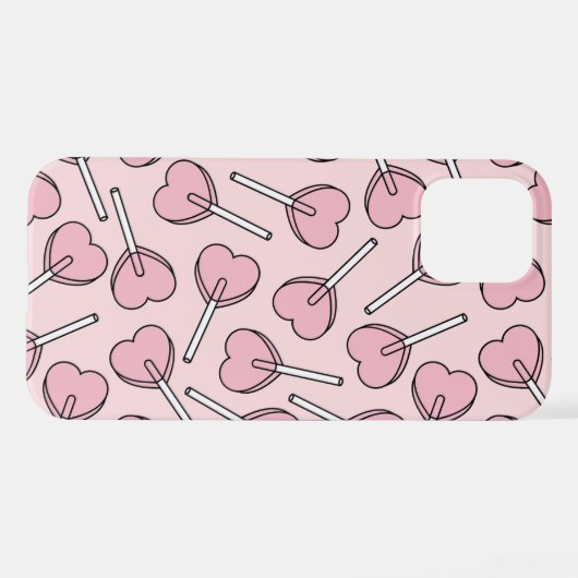 Pink Lollipops, Heart Lollipops, Lollipop Pattern iPhone Hoesje (Achterkant horizontaal)