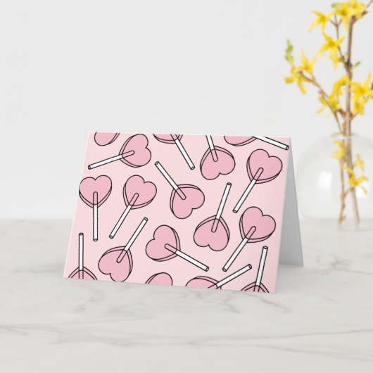 Pink Lollipops, Heart Lollipops, Lollipop Pattern Kaart (Gele Bloem)