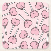 Pink Lollipops, Heart Lollipops, Lollipop Pattern Kartonnen Onderzetters (Voorkant)
