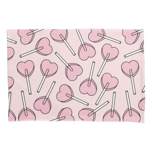 Pink Lollipops, Heart Lollipops, Lollipop Pattern Kussensloop (Voorkant)