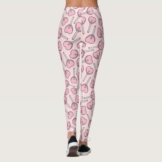 Pink Lollipops, Heart Lollipops, Lollipop Pattern Leggings (Achterkant)