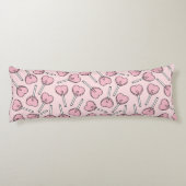 Pink Lollipops, Heart Lollipops, Lollipop Pattern Lichaamskussen (Achterkant)