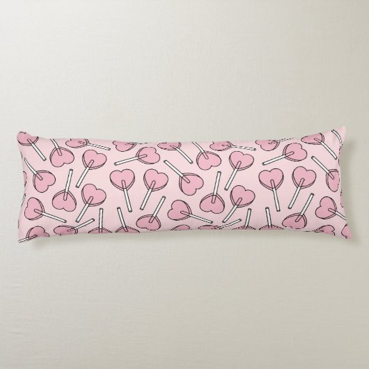 Pink Lollipops, Heart Lollipops, Lollipop Pattern Lichaamskussen (Achterkant)