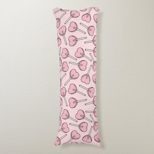 Pink Lollipops, Heart Lollipops, Lollipop Pattern Lichaamskussen (Voorkant Verticaal)