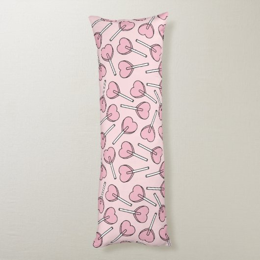 Pink Lollipops, Heart Lollipops, Lollipop Pattern Lichaamskussen (Achterkant (Verticaal))