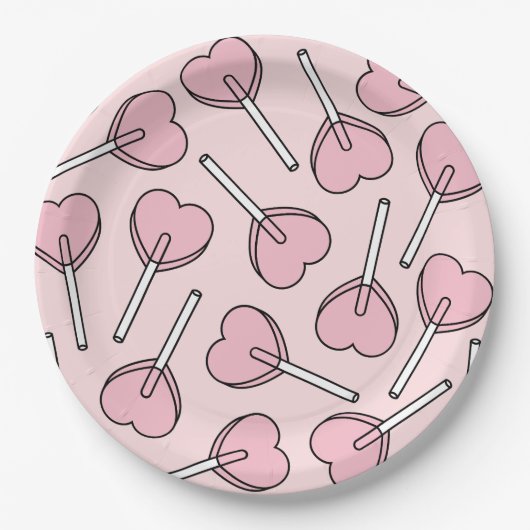 Pink Lollipops, Heart Lollipops, Lollipop Pattern Papieren Bordje (Voorkant)