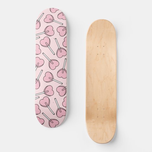 Pink Lollipops, Heart Lollipops, Lollipop Pattern Persoonlijk Skateboard (Voorkant)