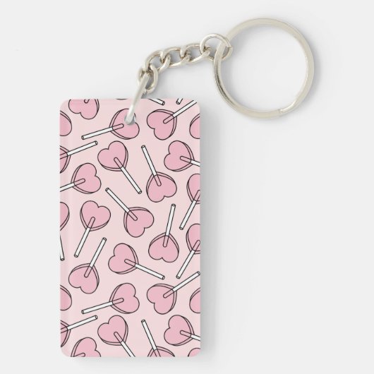 Pink Lollipops, Heart Lollipops, Lollipop Pattern Sleutelhanger (achterkant)