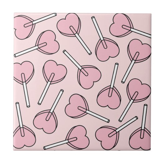 Pink Lollipops, Heart Lollipops, Lollipop Pattern Tegeltje (Voorkant)