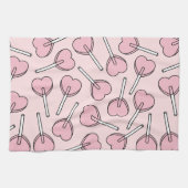 Pink Lollipops, Heart Lollipops, Lollipop Pattern Theedoek (Horizontaal)