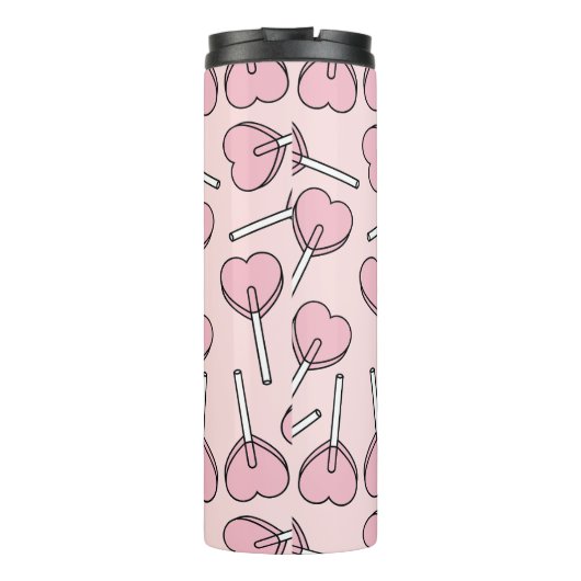 Pink Lollipops, Heart Lollipops, Lollipop Pattern Thermosbeker (Achterkant)