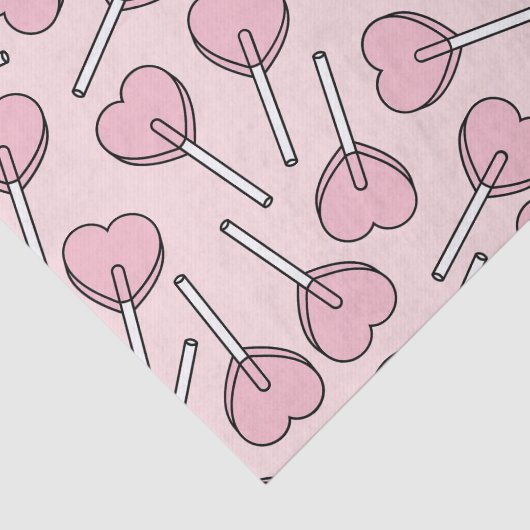 Pink Lollipops, Heart Lollipops, Lollipop Pattern Tissuepapier (Detail)