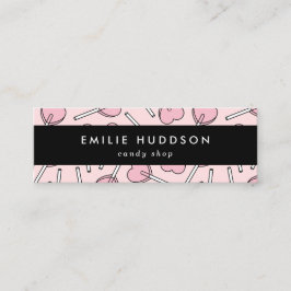 Pink Lollipops, Heart Lollipops, Lolly, Candy Shop Mini Visitekaartje