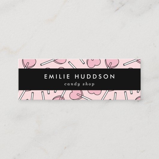 Pink Lollipops, Heart Lollipops, Lolly, Candy Shop Mini Visitekaartje (Voorkant)